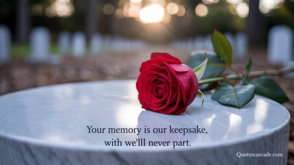 
Your memory is our keepsake, with we'lll never part.
Quotescascade.com