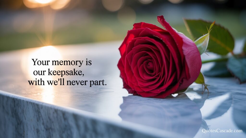 
Your memory is our keepsake, with we'lll never part.
Quotescascade.com