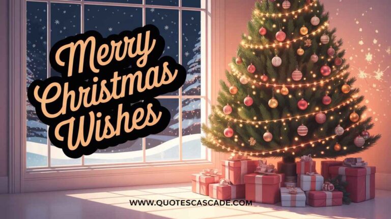 "A cozy Christmas scene with a decorated tree, gifts, glowing lights, and snow outside the window — warm and festive indoor holiday vibes."