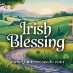 Scenic Irish countryside with Celtic cross and shamrocks – representing a traditional Irish blessing