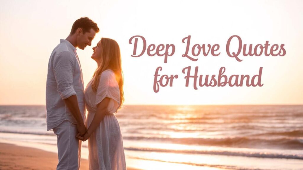 A deeply in-love couple standing hand in hand under a glowing sunset by the ocean, soft waves behind them, warm golden light, emotional expressions, romantic cinematic feel, elegant calligraphy text at top center in soft white or rose gold , high-resolution, poster-style image.